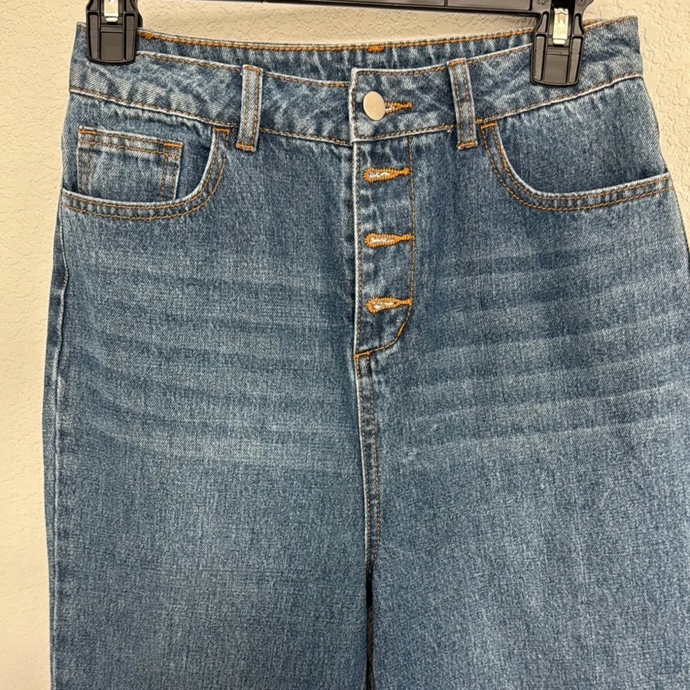 Anthropologie English Factory Wide Leg Flare Button Down Jeans Size S - Picture 3 of 7